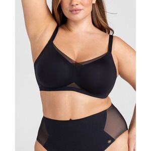 Honeylove Wireless Crossover Mesh Bra Black Convertible Straps Size 2X/42C-D